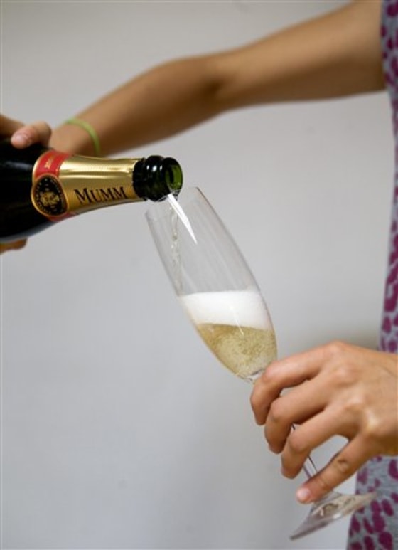 French scientists at the University of Reims in the home of Champagne have determined that pouring bubbly on a slant like you would a beer is actually a better way to serve Champagne because it preserves more of the tiny gas bubbles that improve the drink's flavor and aromas.